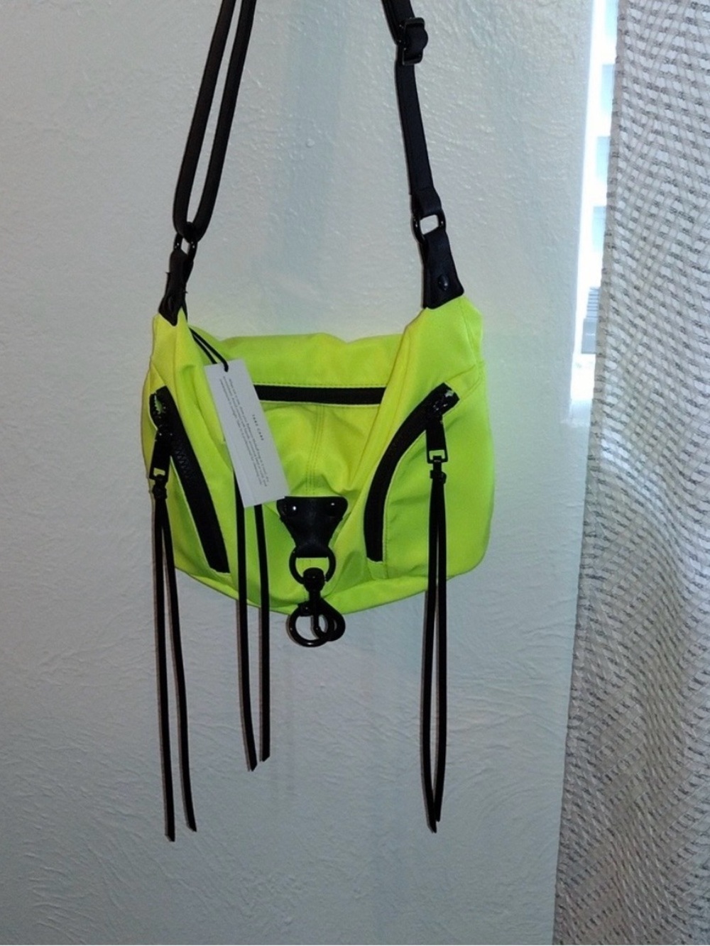 Rebecca Minkoff Neon Yellow Crossbody Shoulder Bag with Black Accents